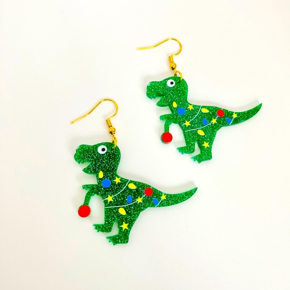 Dinosaur Earrings for Christmas T-Rex Earrings for her - Picture 1 of 9